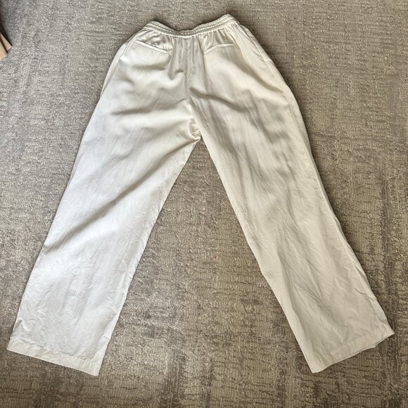 Linen Drawstring Straight Leg Pants (Natural White) - Lattelier - Picture 11 of 11